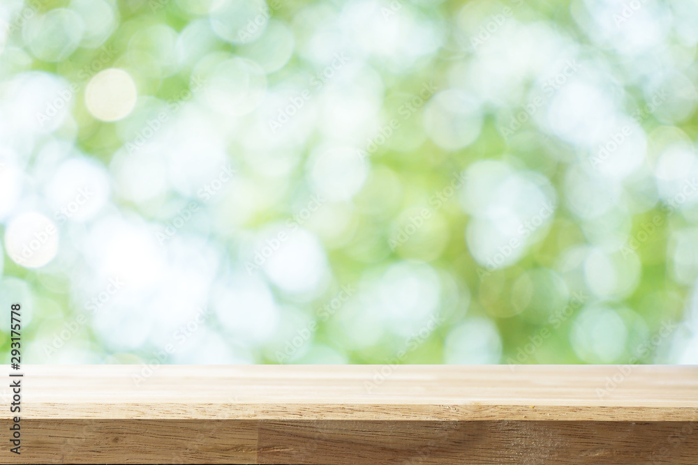Empty white table and blurred garden bokeh background. mock up for display or montage of product, Business presentation. Empty white table and blurred garden bokeh background. mock up for display or montage of product, Business presentation.