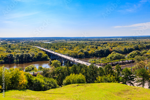 Bridge across the Klyazma river in Vladimir, Russia. Aerial view