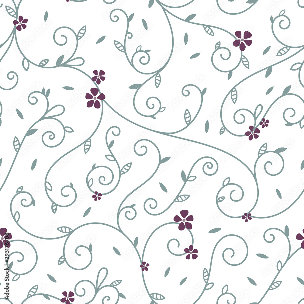 Beautiful hand drawn seamless floral swirls pattern, great for textiles, fabrics, wallpaper, wrapping, banners - vector surface design