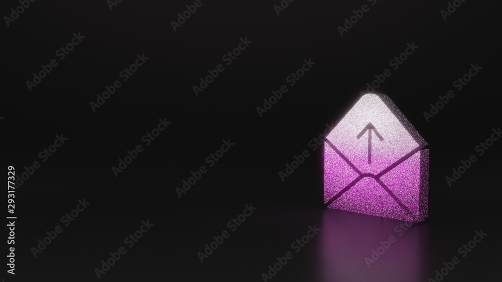 science glitter symbol of paper open envelope icon 3D rendering science glitter symbol of paper open envelope icon 3D rendering