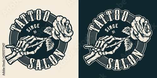 Vintage tattoo studio monochrome round emblem