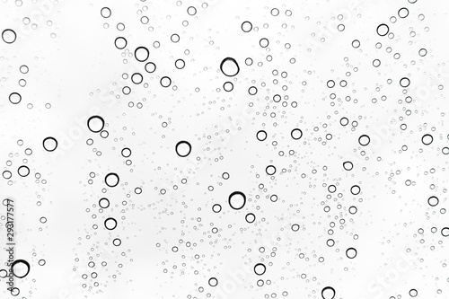 Rain drops on window glasses surface Natural Pattern of raindrops. Natural pattern of raindrops on white background for your design.