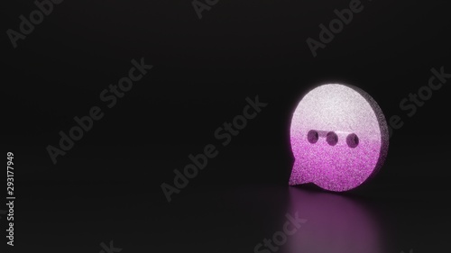 science glitter symbol of rounded chat bubble icon 3D rendering