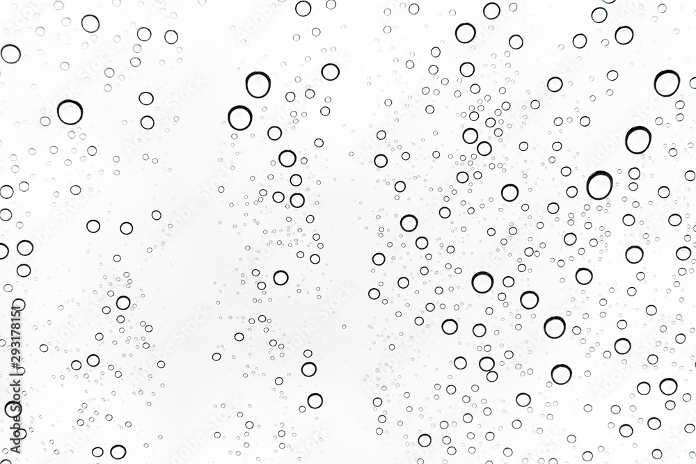 Rain drops on window glasses surface Natural Pattern of raindrops. Natural pattern of raindrops on white background for your design.