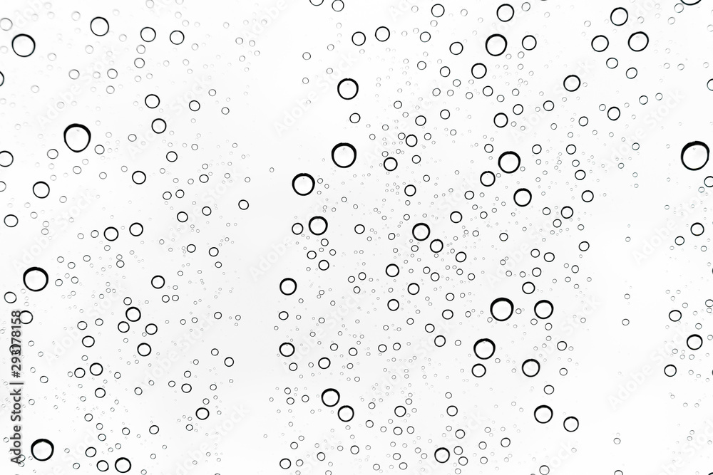 Rain drops on window glasses surface Natural Pattern of raindrops. Natural pattern of raindrops on white background for your design.