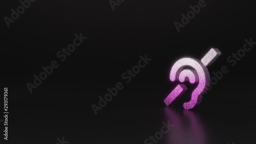 science glitter symbol of deaf icon 3D rendering