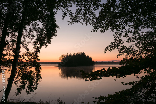 lake side view at dawn