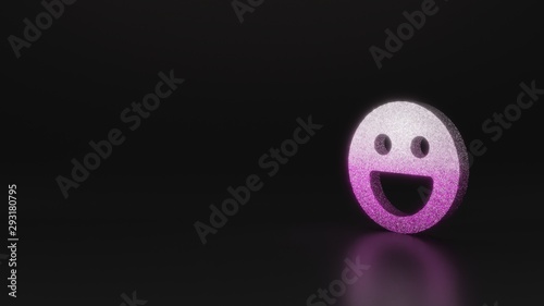science glitter symbol of emoticons joyful icon 3D rendering