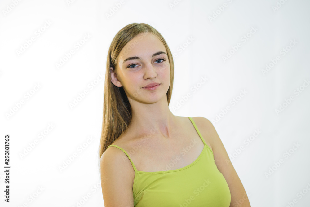 Beautiful young fair-haired girl with well-groomed skin. Studio shot Beautiful young fair-haired girl with well-groomed skin. Studio shot