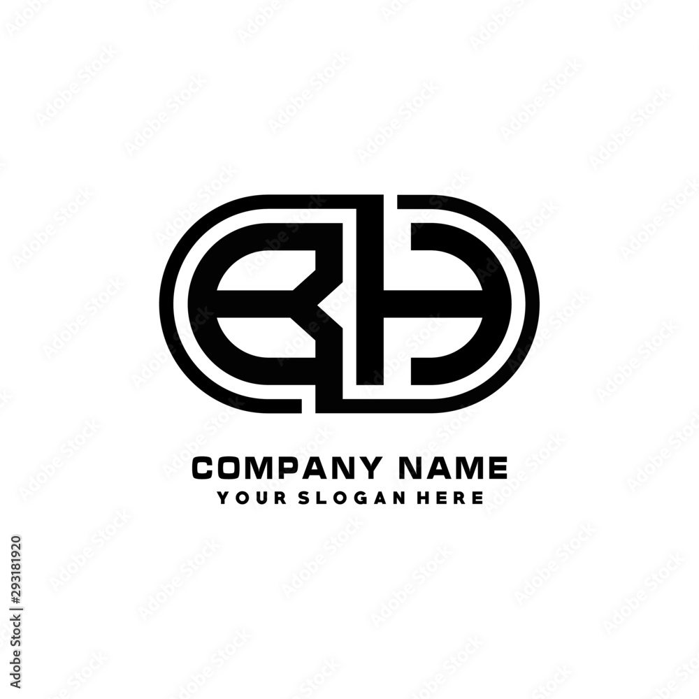 BH initial letters looping linked oval elegant logo blue, black BH initial letters looping linked oval elegant logo blue, black