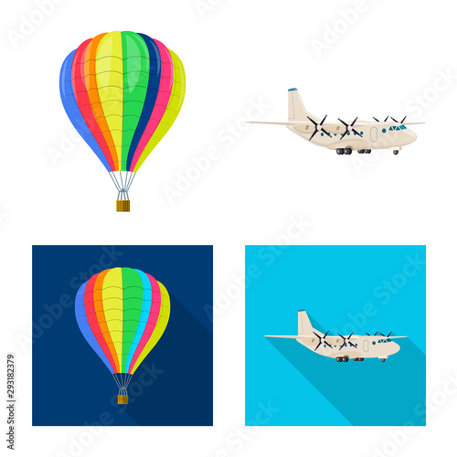 Isolated object of plane and transport icon. Set of plane and sky stock symbol for web.