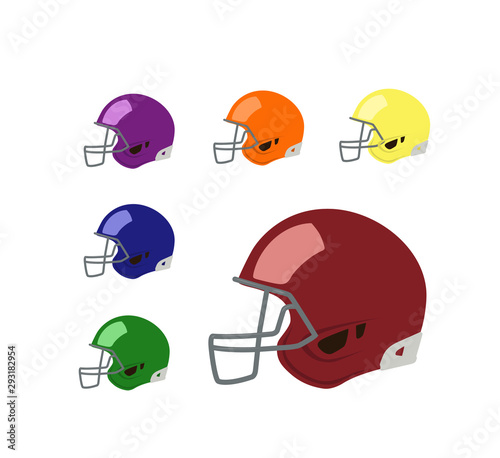 Football helmet vector illustration different color set
