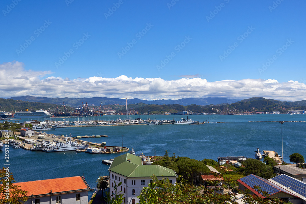 View of the city and the harbor of La Spezia on the Ligurian Coast- Liguria, Italy, Europe