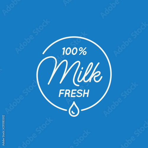 Milk lettering logo. Round linear logo of milk