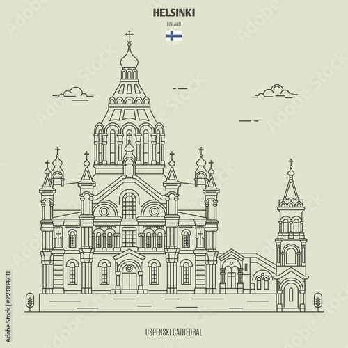 Uspenski Cathedral in Helsinki, Finland. Landmark icon