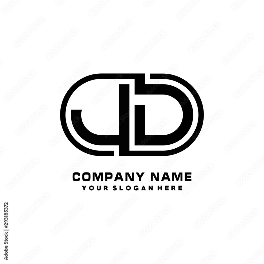 JD initial letters looping linked oval elegant logo blue, black