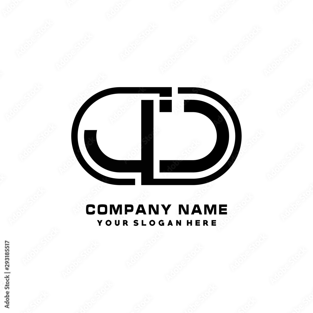 JJ initial letters looping linked oval elegant logo blue, black JJ initial letters looping linked oval elegant logo blue, black