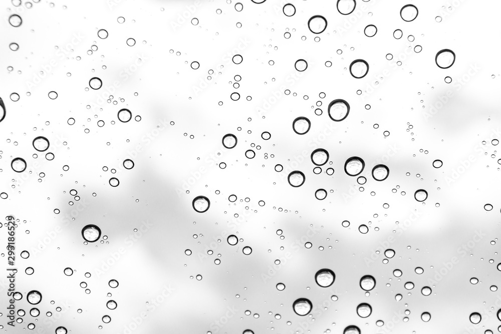 Rain drops on window glasses surface Natural Pattern of raindrops. Natural pattern of raindrops on white background for your design.