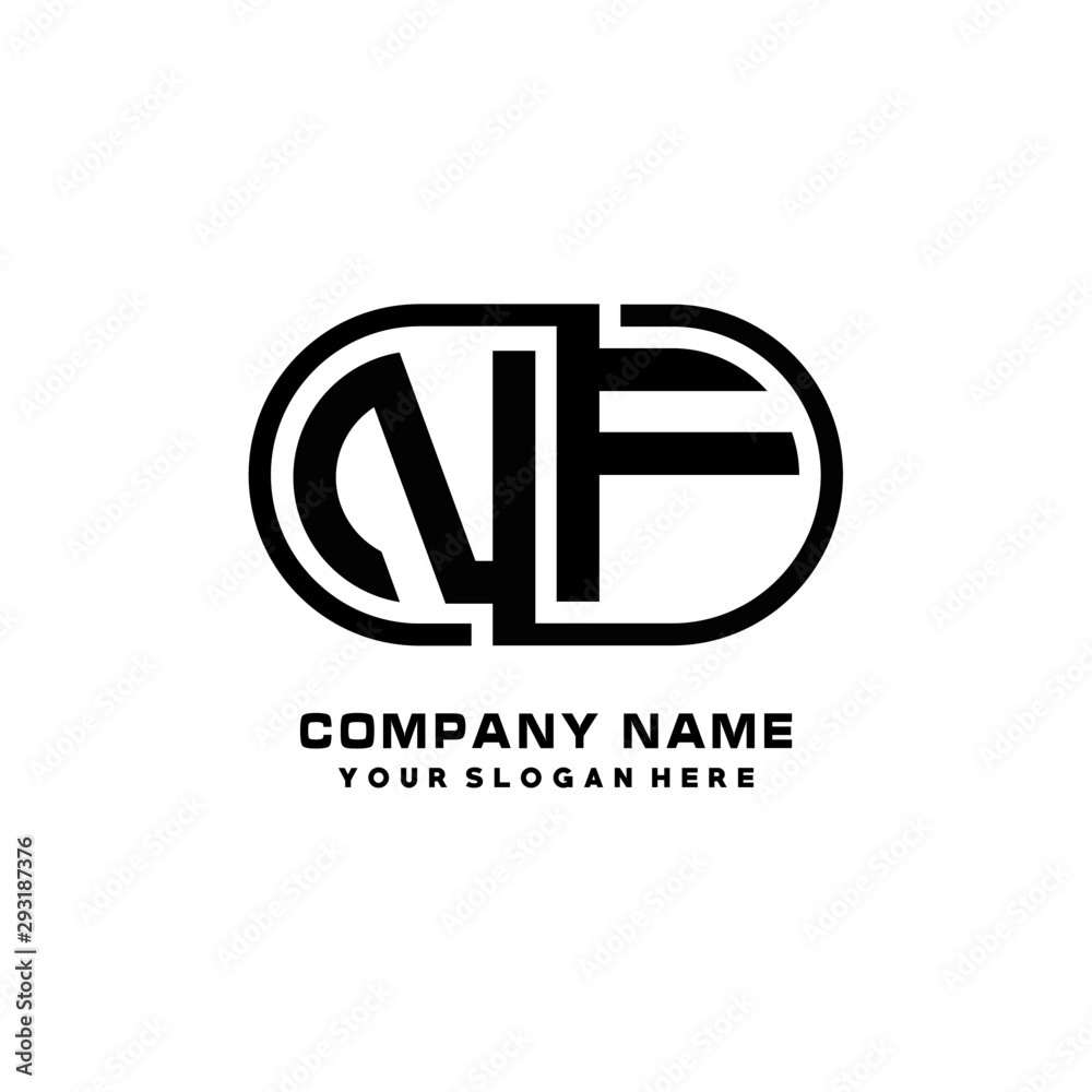 NF initial letters looping linked oval elegant logo blue, black NF initial letters looping linked oval elegant logo blue, black