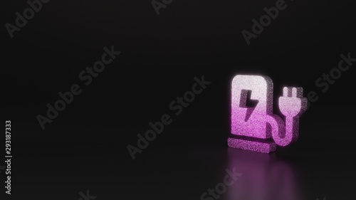 science glitter symbol of charging station icon 3D rendering