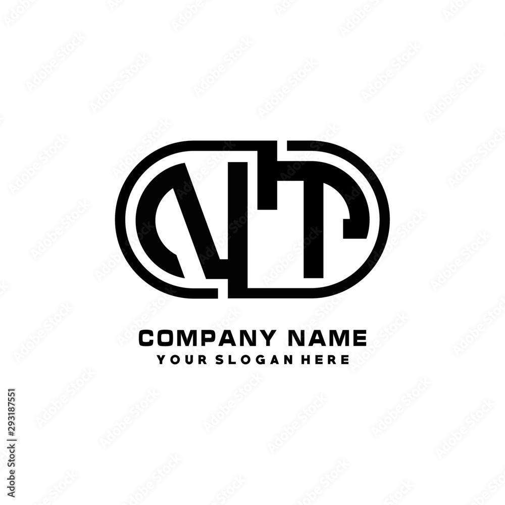 NT initial letters looping linked oval elegant logo blue, black