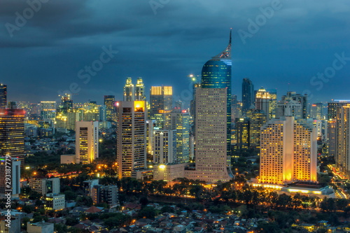 Cityscape at dusk, Jakarta, Indonesia