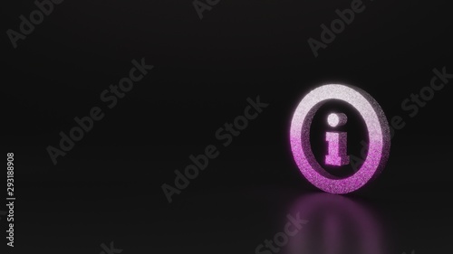 science glitter symbol of info icon 3D rendering