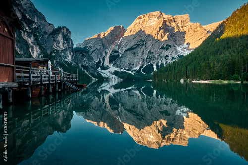 Fototapeta Naklejka Na Ścianę i Meble -  The landscape around Lake Braies or Pragser Wildsee, Italy