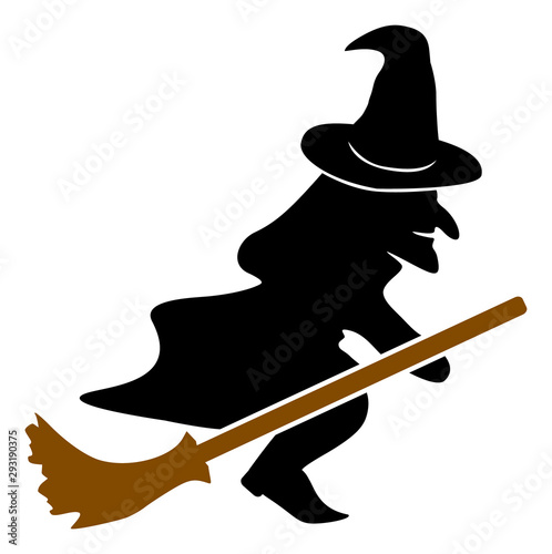 Vector flying witch flat icon. Vector pictograph style is a flat symbol flying witch icon on a white background.