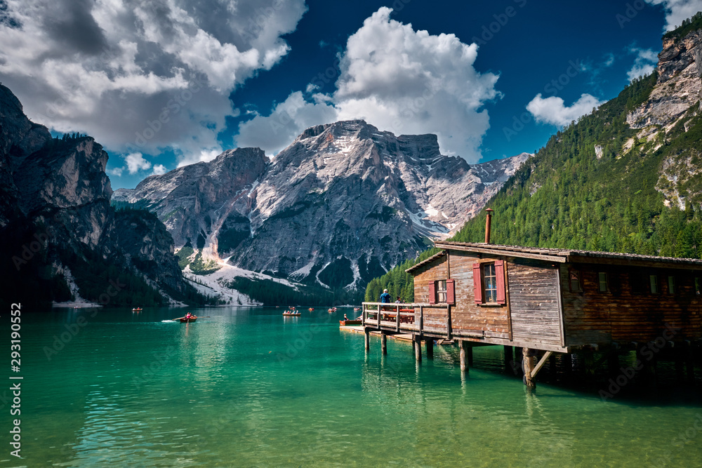 The landscape around Lake Braies or Pragser Wildsee, Italy