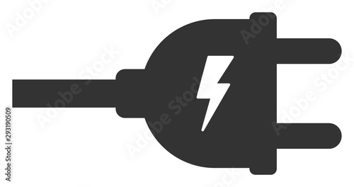Vector electric plug flat icon. Vector pictograph style is a flat symbol electric plug icon on a white background.