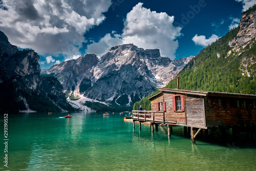 The landscape around Lake Braies or Pragser Wildsee, Italy