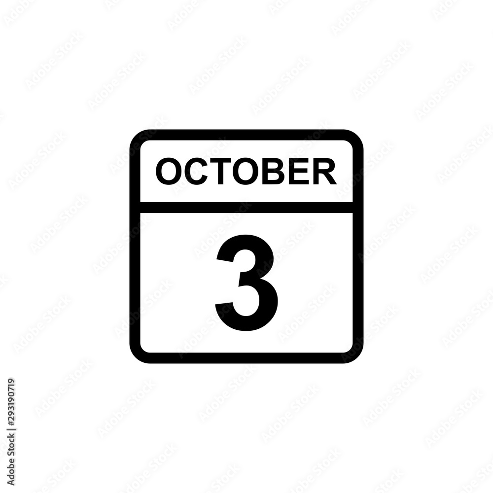 calendar - October 3 icon illustration isolated vector sign symbol calendar - October 3 icon illustration isolated vector sign symbol