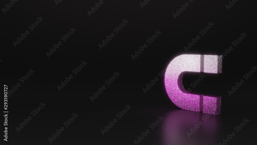 science glitter symbol of magnet icon 3D rendering