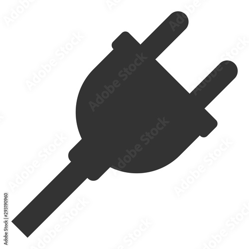 Vector electric plug flat icon. Vector pictograph style is a flat symbol electric plug icon on a white background. photo