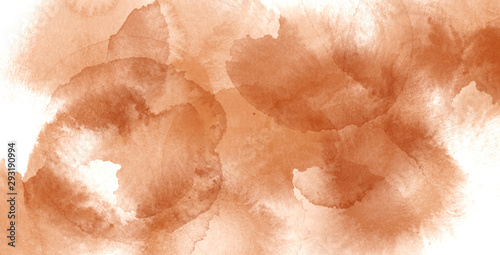 Slika na platnu Abstract watercolor brawn spots on white background