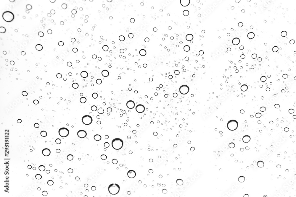 Rain drops on window glasses surface Natural Pattern of raindrops. Natural pattern of raindrops on white background for your design.