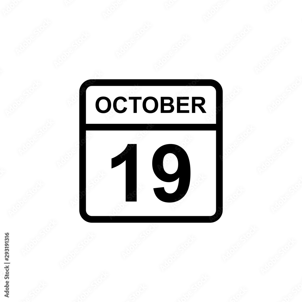 calendar - October 19 icon illustration isolated vector sign symbol calendar - October 19 icon illustration isolated vector sign symbol