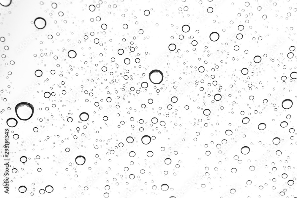 Rain drops on window glasses surface Natural Pattern of raindrops. Natural pattern of raindrops on white background for your design.