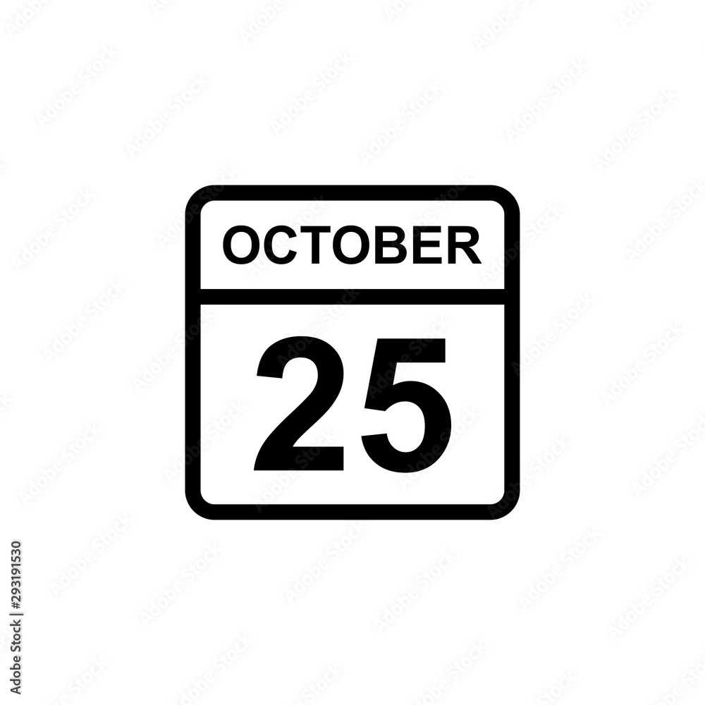 calendar - October 25 icon illustration isolated vector sign symbol calendar - October 25 icon illustration isolated vector sign symbol