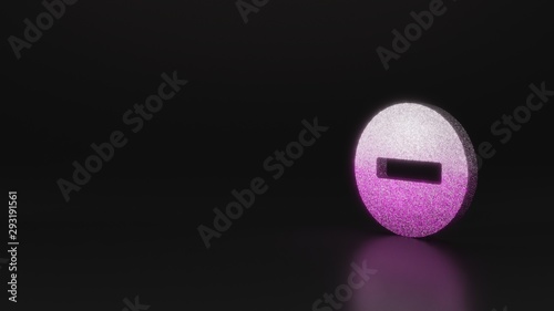 science glitter symbol of minus circle icon 3D rendering photo