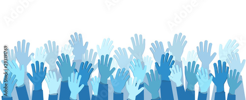 hands background volunteering. business teamwork concept. Help and hope theme. flat modern style . vector illustration