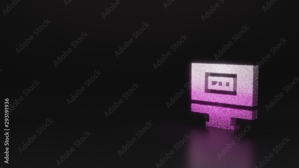 science glitter symbol of monitor icon 3D rendering science glitter symbol of monitor icon 3D rendering