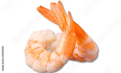 Close-up Tasty Prepared Shrimp on white background