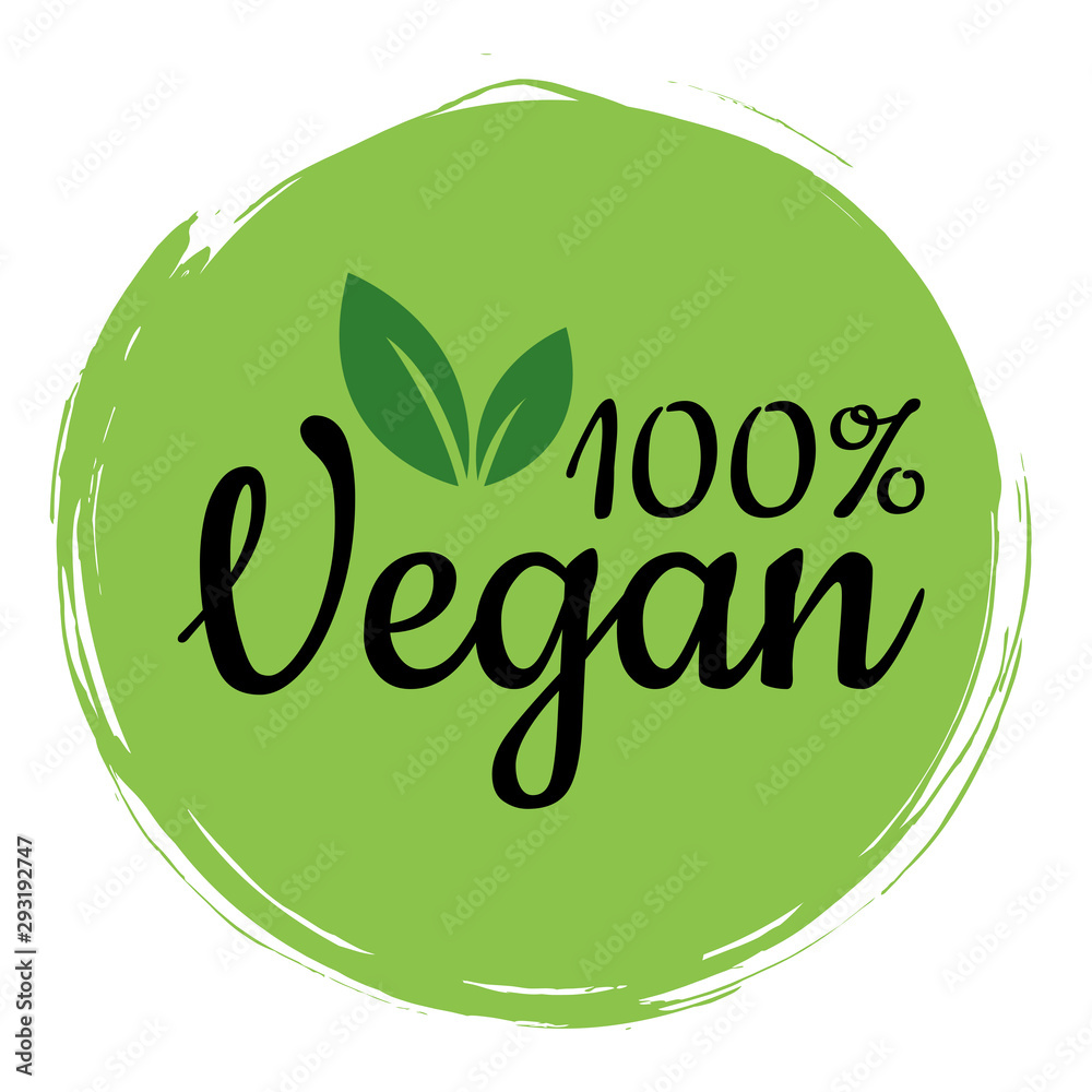 Vegan is one hundred percent. Vector illustration of food design. Inscriptions for a restaurant or cafe. Vector elements for labels, logos, badges, labels or signs Vegan is one hundred percent. Vector illustration of food design. Inscriptions for a restaurant or cafe. Vector elements for labels, logos, badges, labels or signs