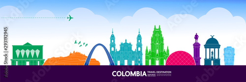 Colombia travel destination grand vector illustration.