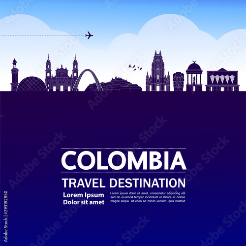 Wallpaper Mural Colombia travel destination grand vector illustration. Torontodigital.ca