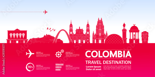 Colombia travel destination grand vector illustration.