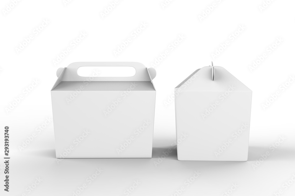 Realistic take away food box mock up set isolated on white background 3d render illustration. Realistic take away food box mock up set isolated on white background 3d render illustration.