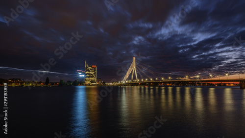 panoramic view of Riga city in Latvia. Capital of Latvia at night